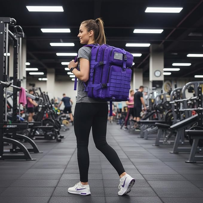 45L Military Tactical Backpack for Men &amp Women Bug Out Bag Assault pack Molle Daypack Hiking Trekking Rucksack(45L purple)