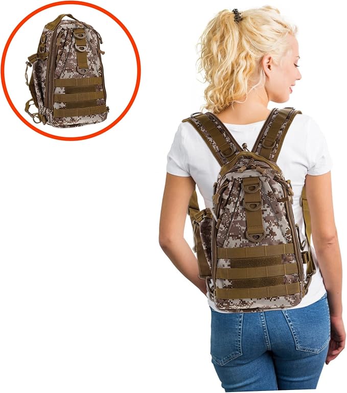 Kisangel 1pc Outdoor Hiking Backpack Capacity Multifunctional for Camping Cycling Fishing and Desert Camouflage