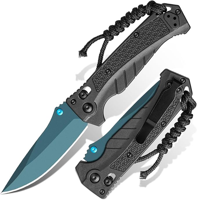 Folding Pocket Knife with CPM Steel Blade &amp Nylon Handle for Camping Travel EDC Reversible Clip Ideal Outdoor Gift
