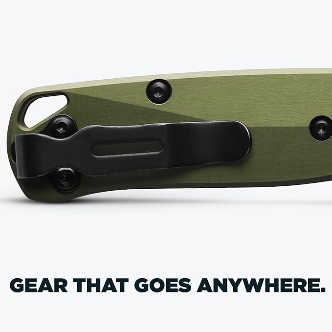 Benchmade - Mini Bugout Outdoor EDC Folding Knife Drop-Point Blade with Woodland Green Aluminum Handle (533SL-10)