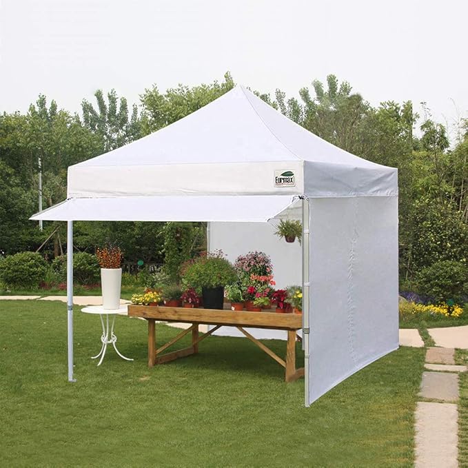 Eurmax USA 10x10 Pop Up CanopyCommercial Tent with Patented No-Tip Rolling Bag24sqft Extension Awning &amp 4 Zippered Removable WallsUV &amp Water ResistantHeavy Duty Instant Shelter GazeboRed