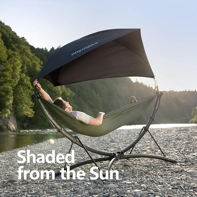 anymaka Set Up in 3 Seconds Adjustable Portable Aluminum Alloy Hammock Stand for Outside with Chair Mode &amp Lounge Mode up to 105''