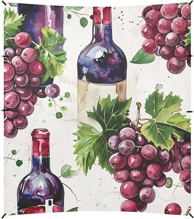 ALAZA Watercolor Red Wine Bottle Grape Seamlss Beach Tent Sun Shelter Portable Canopy Sunshade for Outdoor Camping Picnics Backyard Fun 10x9 ft