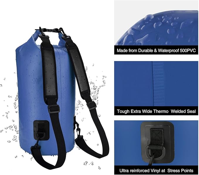 Piscifun Dry Bag Waterproof Floating Backpack 10L/20L/30L/40L with Waterproof Phone Case for Boating Kayaking Fishing