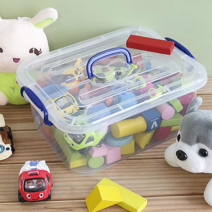 2-pack 8 Liters Storage Containers with lids Plastic Latching Storage Boxes