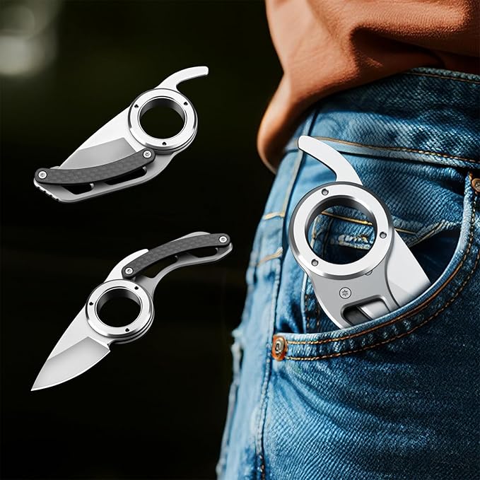 XTL Mini EDC Folding Utility Knife with 5Cr15 Steel Blade and Loop G10 Handle Compact Pocket Knife for EDC Outdoor Camping Hiking Christmas Stocking Gift for Men Women (1)