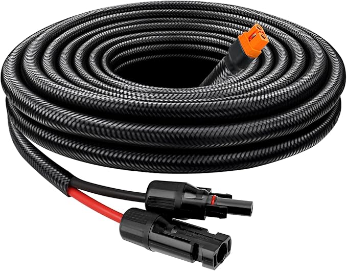 MOOKEERF Solar to XT60i Cable 10AWG with Flame Retardant Protective Sleeving - 8FT Solar Panel to XT60i Adapter Connector XT60i-F Extension Cable for Portable Power Station Solar Generator