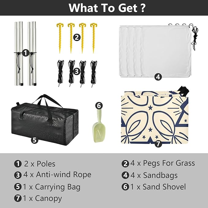 xigua Eye Pattern Beach Tent Sun Shelter with Carrying Bag - Silver Coated Oxford Fabric Beach Canopy for Beach Camping Fishing - Includes Windproof Ropes Sandbags &amp Stakes