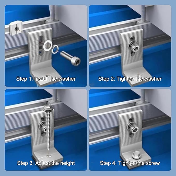 8PCS L-Foot Solar Mounts with Screws and Accessories Heavy-Duty Aluminum Alloy Photovoltaic Panel Mounting Bracket Photovoltaic Mount Waterproof Solar Panel Bracket for Roof PV System