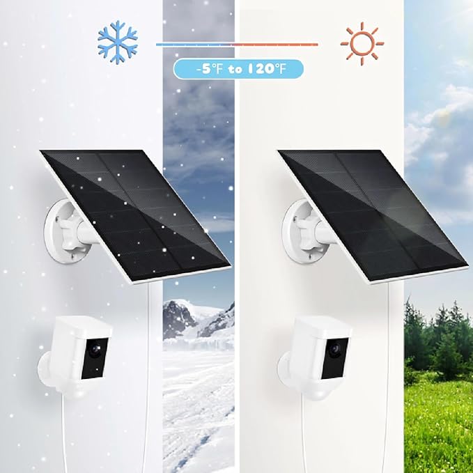 Solar Panel for Nest Doorbell for Video Doorbell 2 3 3+ 4 Plus 2K Outdoor IP66 Water Adjustable Mount Security Camera Solar Charger with 9.8ft Charging Cable