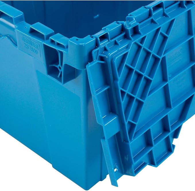 Monoflo Plastic Distribution Container With Hinged Lid 21.9 x 15.2 x 12.8” Blue