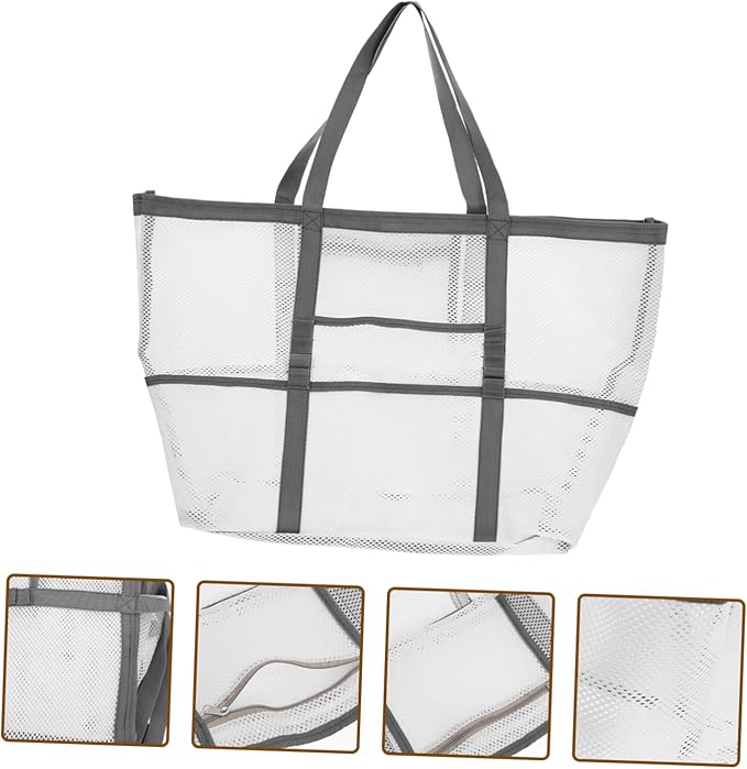 Housoutil 3pcs Portable Mesh Shower Bag for Beach Use Opening Design for Easy Access for Toys Swimming Camping Outdoor Sports Mesh Material
