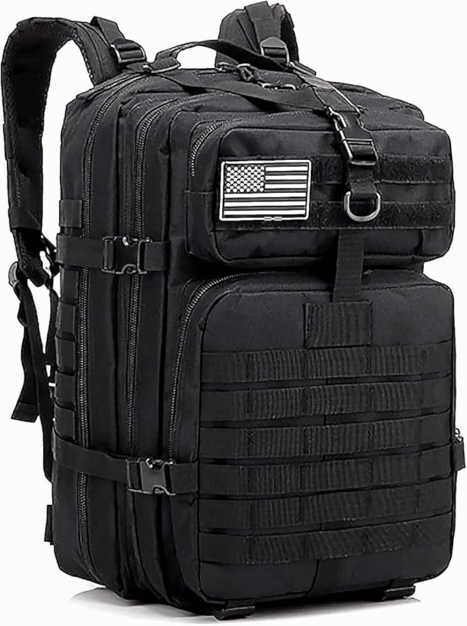 45L Tactical Backpack Military Tactical Bag Pack Army Molle Survival Bags Backpacks (black)