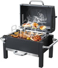 BBQCuker Portable Charcoal Grill with Warming Rack Tabletop Charcoal Grill Small BBQ Grill with Thermometer(100-800°F) Outdoor Charcoal Smoker for Camping Picnic Hiking Beach and Travel