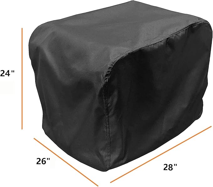 Generator Cover Waterproof Heavy Duty Thicken 600D Polyester with Elastic Drawstring Weather/UV Resistant Generator Cover for Universal Portable Generators 7500-9500 Watt (28''L x 26''W x 24''H)