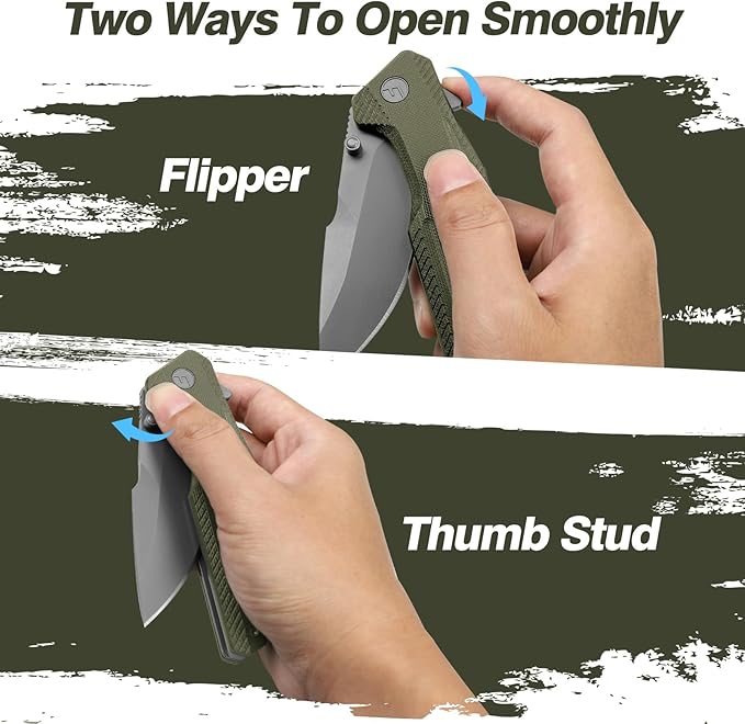 FINTISO Pocket Knife 3.26 Premium 14C28N Blade G10 Handle with Fire Starter Function Folding Knife with Pocket Clip for Men Women EDC Knife for Outdoor Camping Hunting Hiking Survival Falcon S