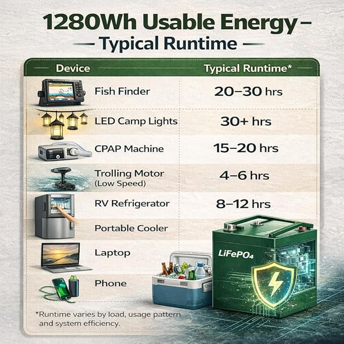 12.8V 100Ah LiFePO4 Battery 1280Wh Deep Cycle Lithium Battery for RV Marine Solar &amp Trolling Motor Built-in 100A BMS Protection Low-Temp Charge Cutoff Lightweight Lead-Acid Replacement