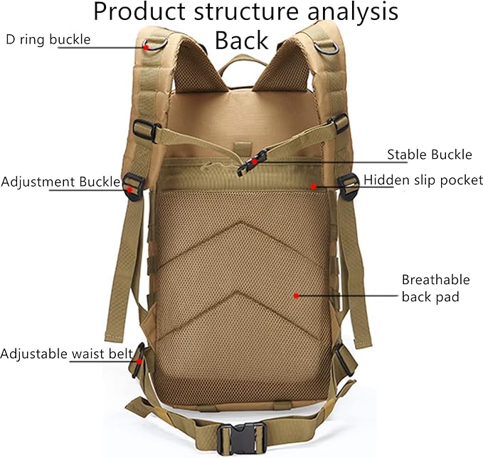 35L Men Tactical Backpack Army Military Bags Large Waterproof Outdoor Sport Hiking Camping Hunting 3P Rucksack Backpacks for Man