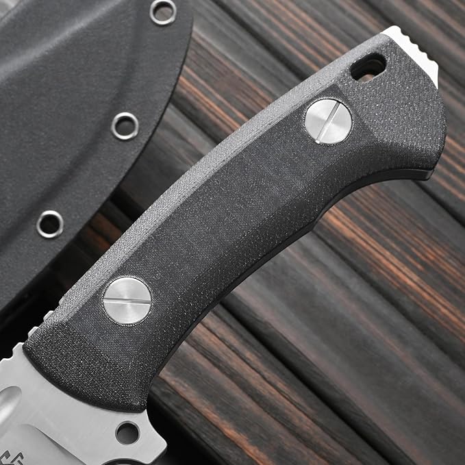 Sitivien ST20 Fixed Blade Knife 8MM Thick N690 Stainless Steel Blade Full Tang G10 Handle EDC Fixed Knifes for Outdoor Working Camping Bushcraft(Silver)