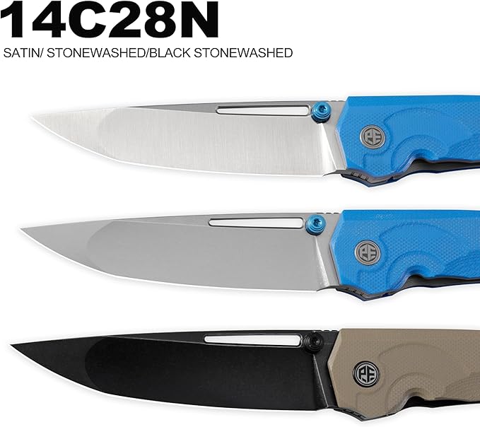 Petrified fish PFP11 Ripple Folding Knife3.78 14C28N Steel Hollow Blade G10 Handle Folding Pocket Knife for Camping EDC Outdoor (Khaki Stonewashed)