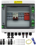 2 String Solar PV Combiner Box IP65 2 in 1 Out DC500V 32A Circuit Breaker with Surge Protector and 15A PV FuseSolar Disconnect Switch Outdoor Waterproof for Solar Panels System