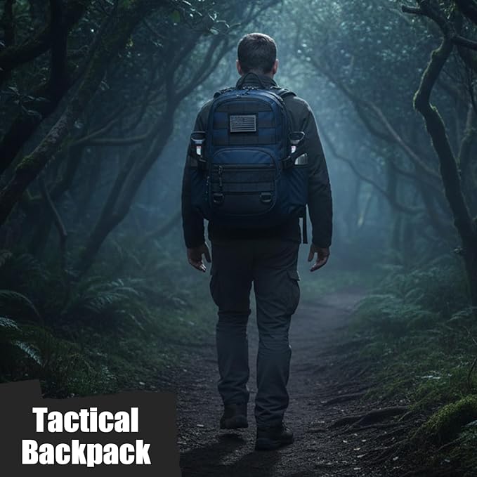 25L Military Tactical Backpack - Molle Army 3 Days Assault Pack Out Bag Hiking Rucksack Blue