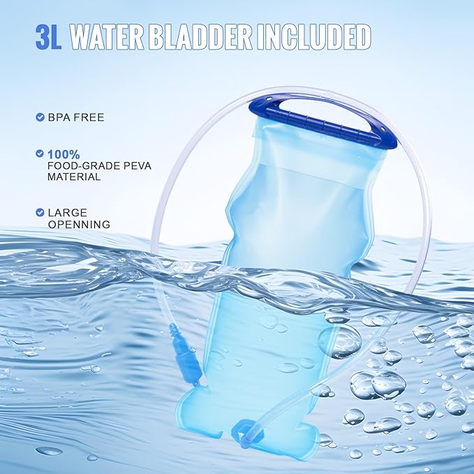 Hydration Pack with 3L PEVA Water Bladder - Lightweight Hydration Backpack for MTB Cycling Hiking Running - Women &amp Men - 10L Capacity