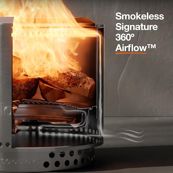 Solo Stove Yukon Amazon Exclusive Bundle | Smokeless Fire Pit with Stand Lid &amp Shelter | Wood Burning Stainless Steel Campfire Pit with Ash Pan | Ideal for 6+ People | 27in Dia 19in H 59lbs