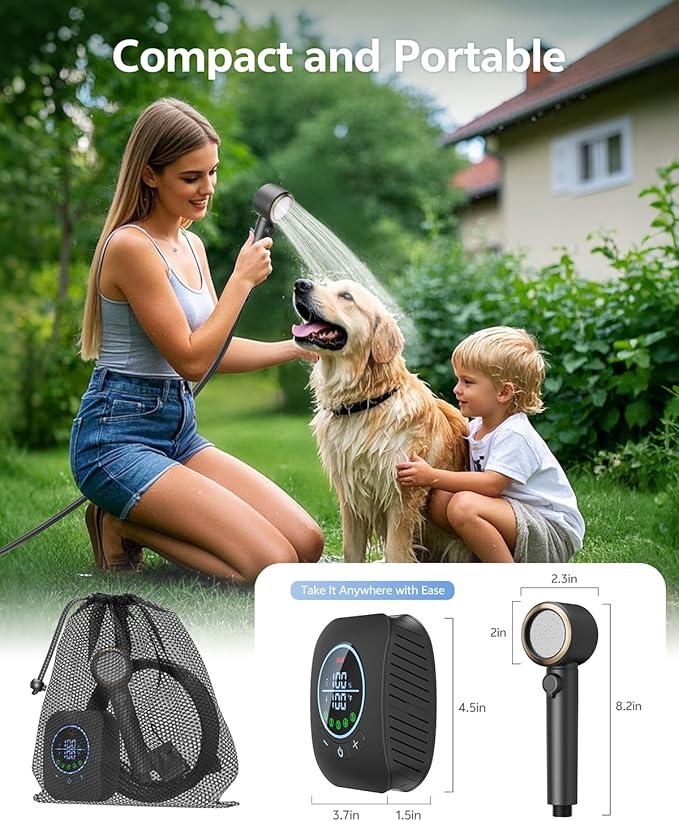 Portable Shower – 8000mAh Rechargeable Camping Shower 6.0L/min Portable Shower Pump Outdoor Shower for Camping Hiking Traveling Washing
