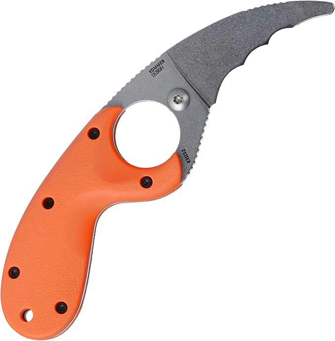 CRKT Bear Claw Emergency Rescue Fixed Blade Knife with Sheath: Hawkbill with AUS 8 Steel Blade Glass-Reinforced Nylon Handle 2511ER