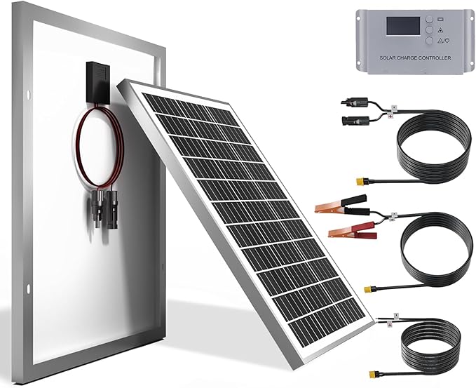 Solar Panel Kit 20W 12V Solar Battery Charger with Smart Controller - Trickle Charger Maintainer for RV Boat Car Trailer Automotive Truck Motorcycle Camper (20w Solar kit)