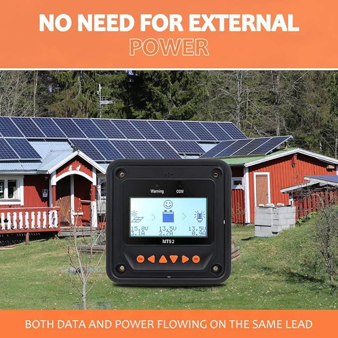 EPEVER MT-52 Remote Meter MT-52 Solar Controller LCD Display Remote Meter Fit for TracerAN BN TRIRON Series Solar Panel Battery Regulator