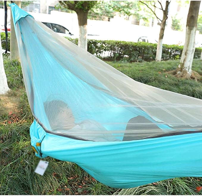 Portable Hammock Camping Hammock Double Portable Hammock Lightweight Nylon Parachute Hammocks for Patio Backyard （Expanded size: 270* 140cm） for Backpacking Beach ( Color : Green Size : 270*140cm )