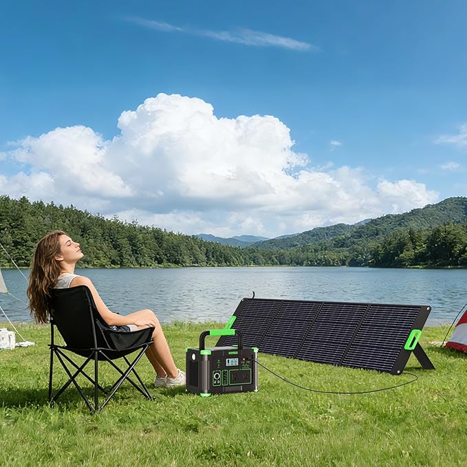 200W Portable Solar Panel for Power Station Foldable Solar Charger w/ 4 Kickstands IP65 Waterproof Solar Panel Kit w/DC XT60 Anderson Aviation Output for Outdoor RV Camper Blackout