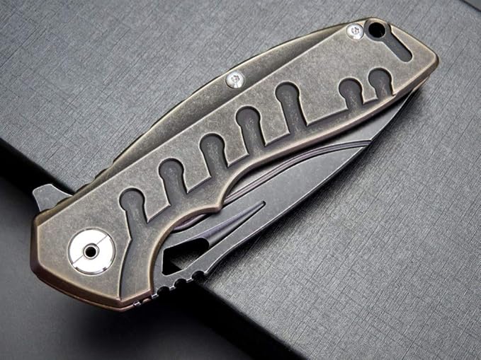 Eafengrow EF949 Folding Pocket Knife EDC D2 Steel Blade Titanium Alloy handle with Pocket Clip Fast Opening Ball Bearing Folder with Frame Lock For Outdoor Camping Travel