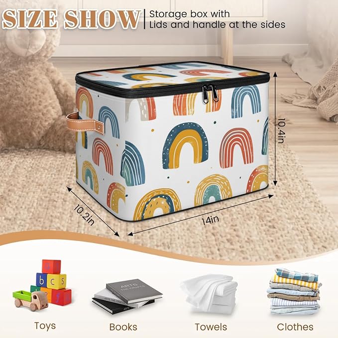 Storage Bins with Lids Rainbows Storage Basket Clothes Organizer with Handles Closet Storage Containers for Clothing Bedding Blanket