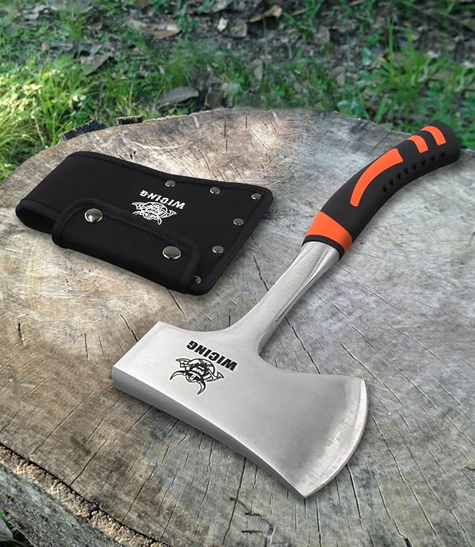 13.8 Hatchet Camping Axe High Carbon Steel &amp Shock Reduction Grip with Nylon Sheath