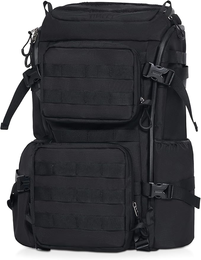 Timeet Tactical Backpack 45L for Men Military Backpack 3 Day Assault Pack with U-Shaped Wide Opening Water-Resistant Hiking Backpack for Travel Camping Survival Molle System (Black 20 Inch)