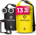 Earth Pak Waterproof Dry Bag - Roll Top Waterproof Backpack Sack (Yellow 55L &amp Black 40L)