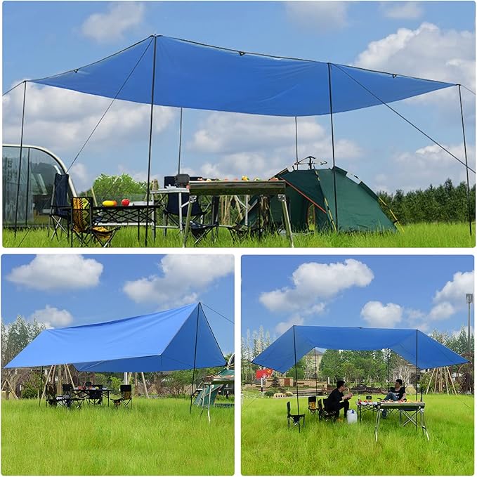 Wind Tour Portable Multifunctional Tent Footprint Traveling Awning Backpacking Rain Fly Tent Waterproof Shelter Outdoor Camping Sun Shelter for Hiking Beach (118177 in)