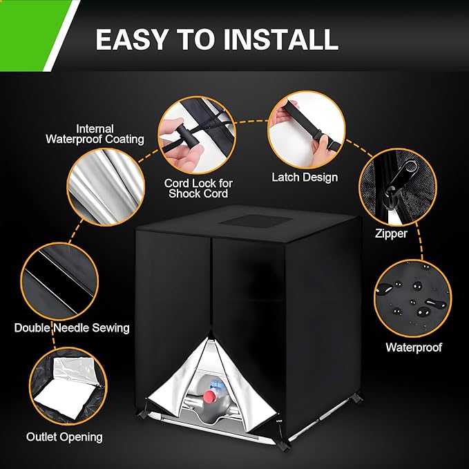 Waterproof IBC Tote Cover Compatible with 275 Gallon Tote Covers Oxford Cloth with Zipper IBC Water Tank Protective Covers