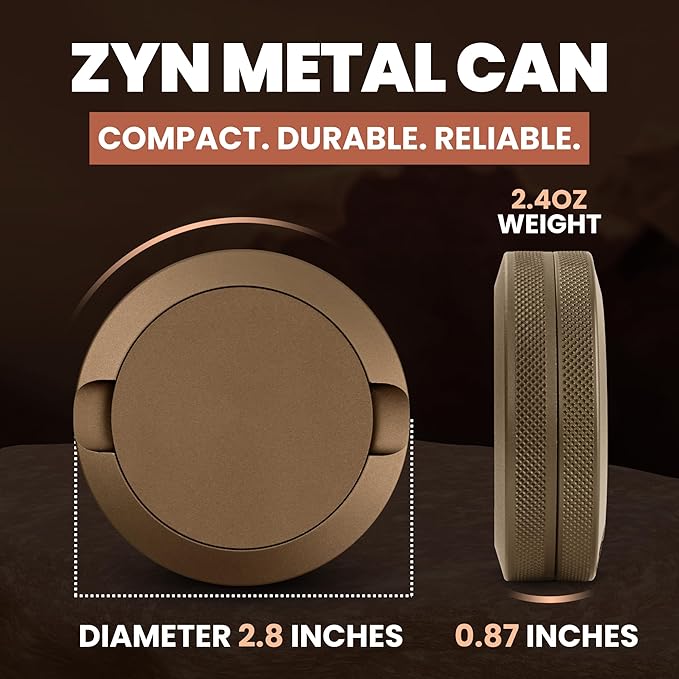 Premium Zyn Metal Can | Zyn Holder | Metal Zyn Container | Moisture &amp Odor Proof Container | Aluminum Zyn Can &amp Organizer | Dip Can | Zyn Tin | Zyn Gifts for Men | Plain Copper