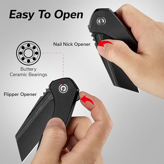 CIVIVI Pocket Knife for Men ExOne Folding Knife with Flipper 2.94 Nitro-V Reverse Tanto Blade G10 Handle for Perfect EDC Gift C23036-1