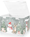 senya Christmas Baskets Collapsible Storage Bins with Lids Snowman Deer Christmas Tree Storage Boxes Clothes Baskets for Organizing