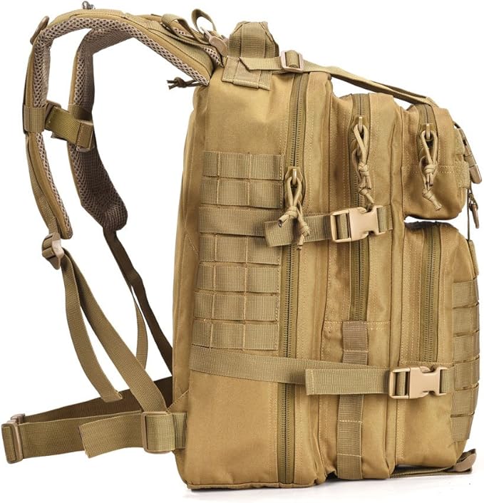 REEBOW GEAR Tactical Backpack for Men Army Molle Military Style Assault Pack Bug Bag Backpacks Daypack (34L Tan)