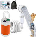 Portable Camping Shower Pump Portable Camping Shower with Adjustable Flow Rechargeable Outdoor Camp Shower Pump with Digital Display for Camping Hiking Traveling RV (Orange-Upgraded)