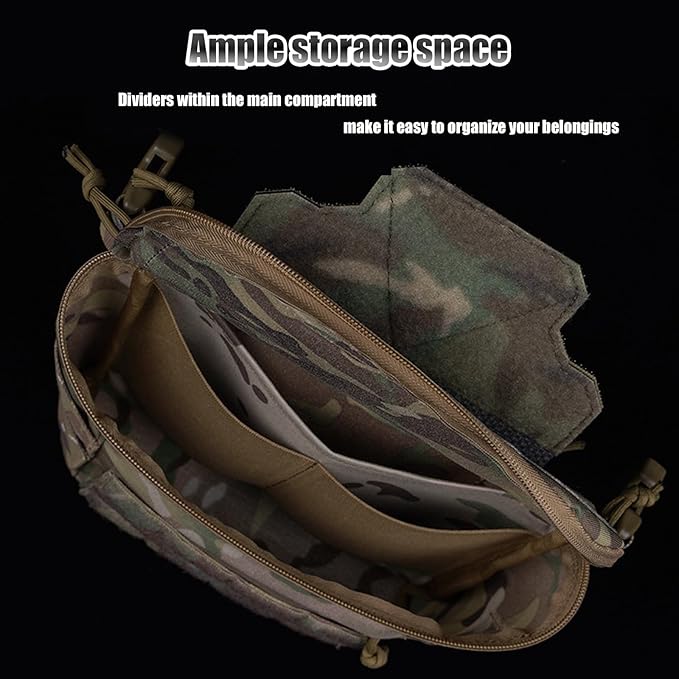 Molle PC Drop Pouch Bag 3 Ways of Use Tactical Storage Bag Large Capacity with Multiple Pockets for Vest Team Activities Airsoft Cosplay