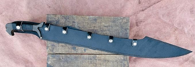 25 Inches Zombie Survival and Hunting Machete - 5160 Leaf Spring Steel - Full Tang - Rosewood Handle with Leather Wrap - Custom Knife with Leather Sheath