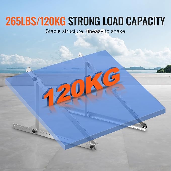 VEVOR 2 Sets Solar Panel Mounting Brackets - 45-Inch 0 to 90 Adjustable Tilt Mounts Support 100-400W Solar Panels Lightweight Aluminum Brackets with Folding Tilt Legs for RV Boat Off-Grid