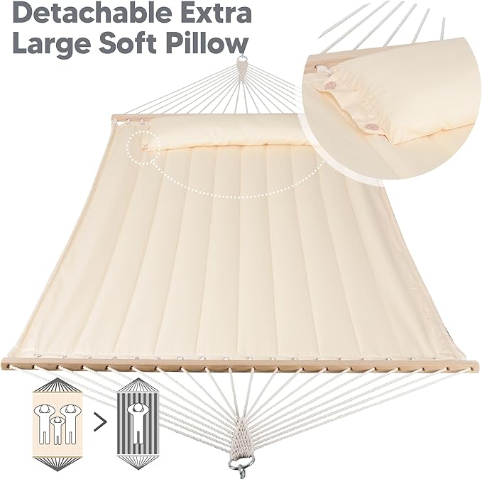 SUNCREAT Hammocks Replacement Hammock for Stand 475 lbs Capacity Two Person Backyard Hammock for Outside Beige